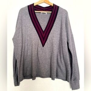 UO V-NECK RED & GRAY VARSITY SWEATER SIZE MEDIUM